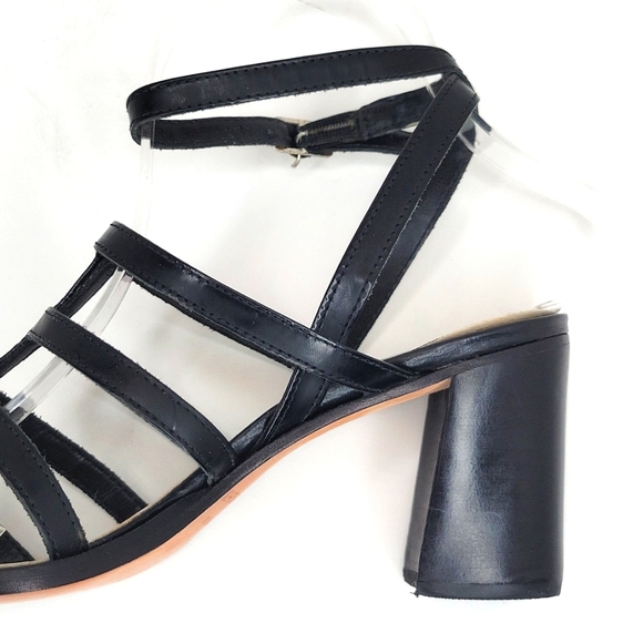 Black Leather High Heel Sandals Ankle Strap Made in Brazil 6 - Picture 10 of 16